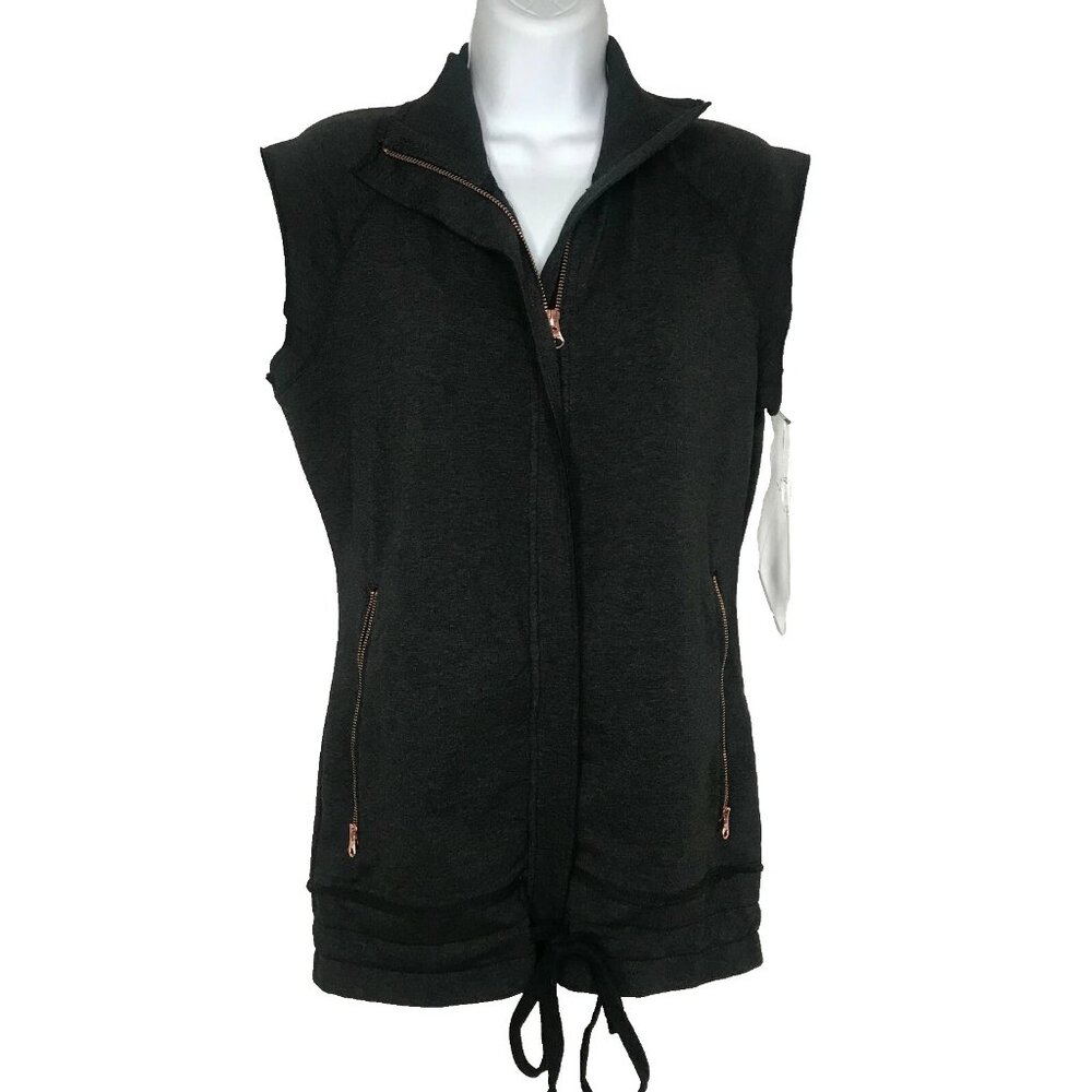 We Are Sundays The Path Fleece Zip Vest Size M Heather Black Back Pocket